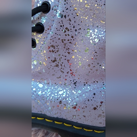 Dr. Martens Air Wair Lilac Metallic Paint Splatter Suede Combat Boots Size 7 - Picture 4 of 7